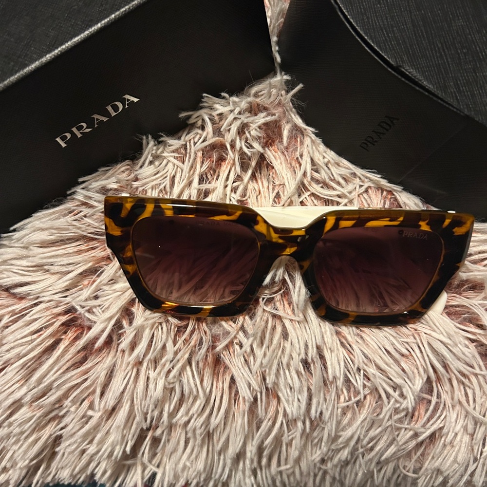 Prada Women's Brown and Yellow Sunglasses - Picture 3 of 5